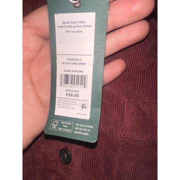 Alpine Design Corduroy Shacket Womens Size S Dark Auburn Collared Button Up - Picture 3 of 4